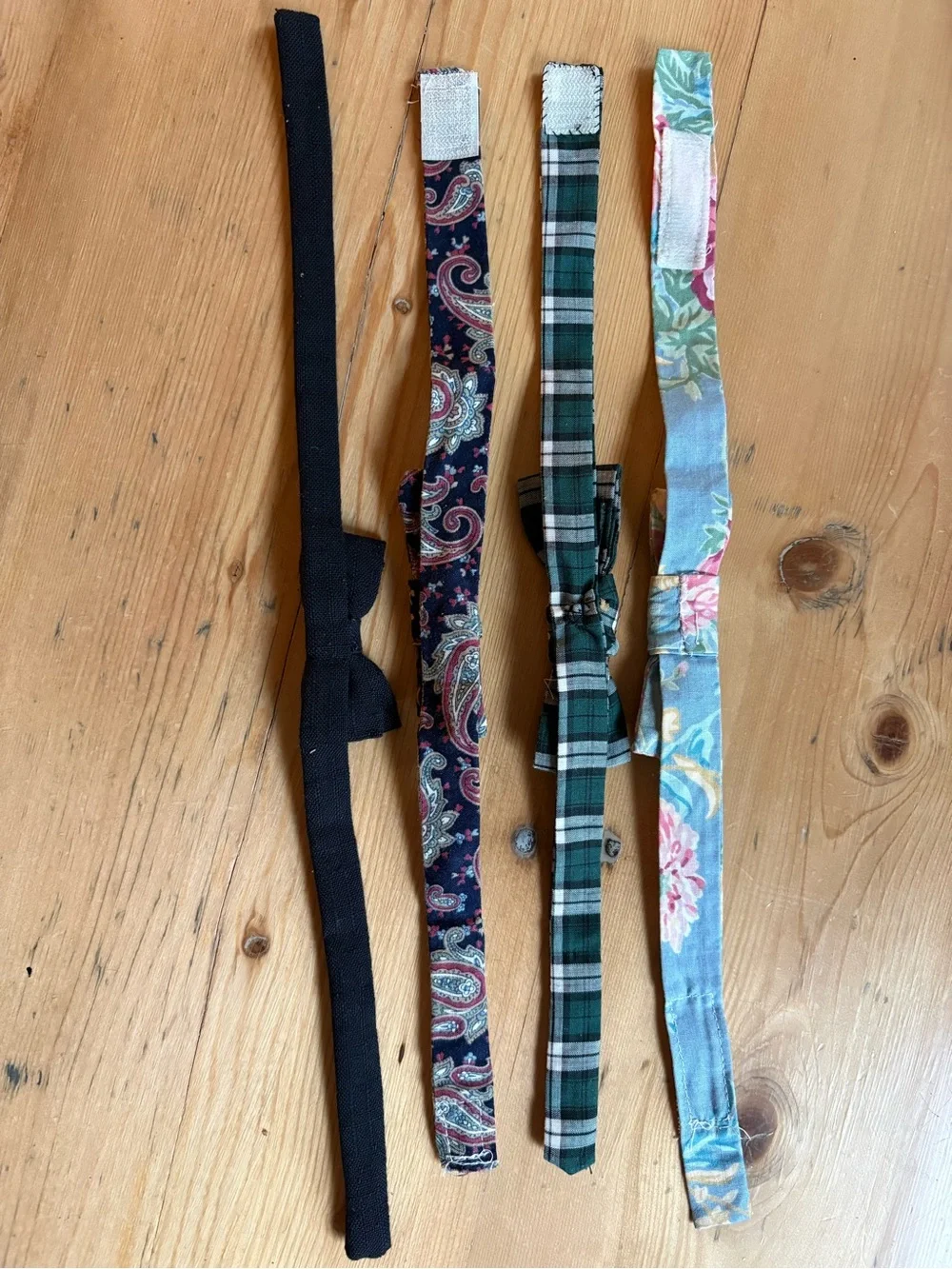 Kids Vintage Homemade Floral, Green Plaid, Paisley and Black Bow Tie Set